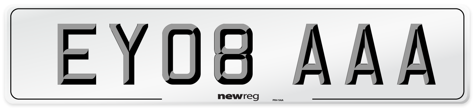 EY08 AAA Number Plate from New Reg